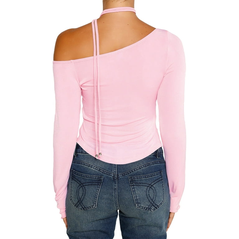 One side off discount shoulder tops long sleeve