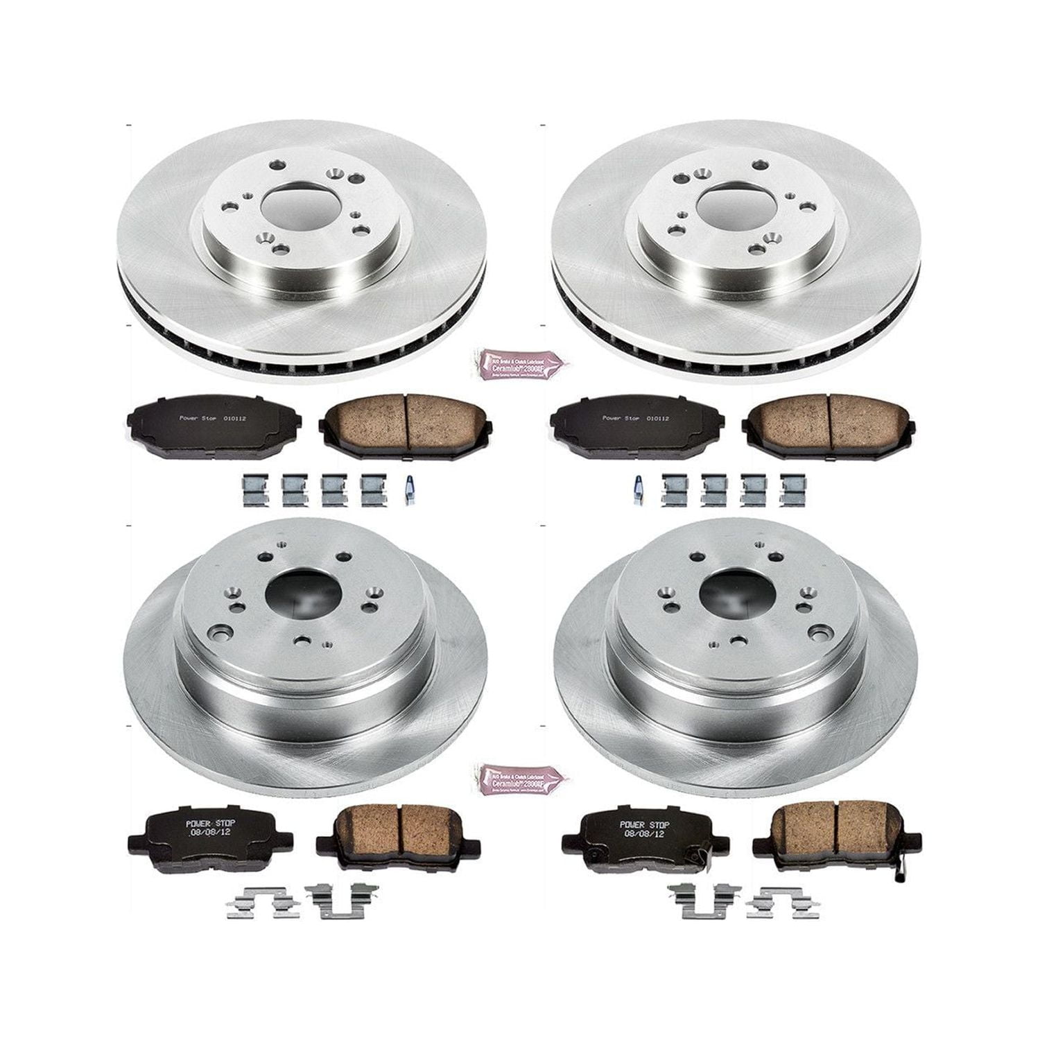 Power Stop Front and Rear Stock Replacement Brake Pad and Rotor Kit KOE4459