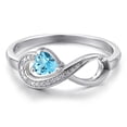 thumbnail image 3 of Gem Stone King 10K White Gold Swiss Blue Topaz and White Diamond Accent Infinity Ring for Women (0.33 Cttw, Heart Shape 4MM, Gemstone November Birthstone, Available in Size 5,6,7,8,9), 3 of 6