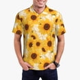 thumbnail image 2 of Cauagu Vintage Marble Pattern Sunflower Print Men's Polo Shirts, Short-Sleeve Polo Shirts for Men Performance Golf Shirt Athletic Casual Collared T-Shirt-4X-Large, 2 of 8