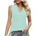 thumbnail image 2 of Idoravan Tank Tops for Women Fashion Women's Summer V-Neck Lace Patchwork Sleeveless Sexy Top Blouse, 2 of 5