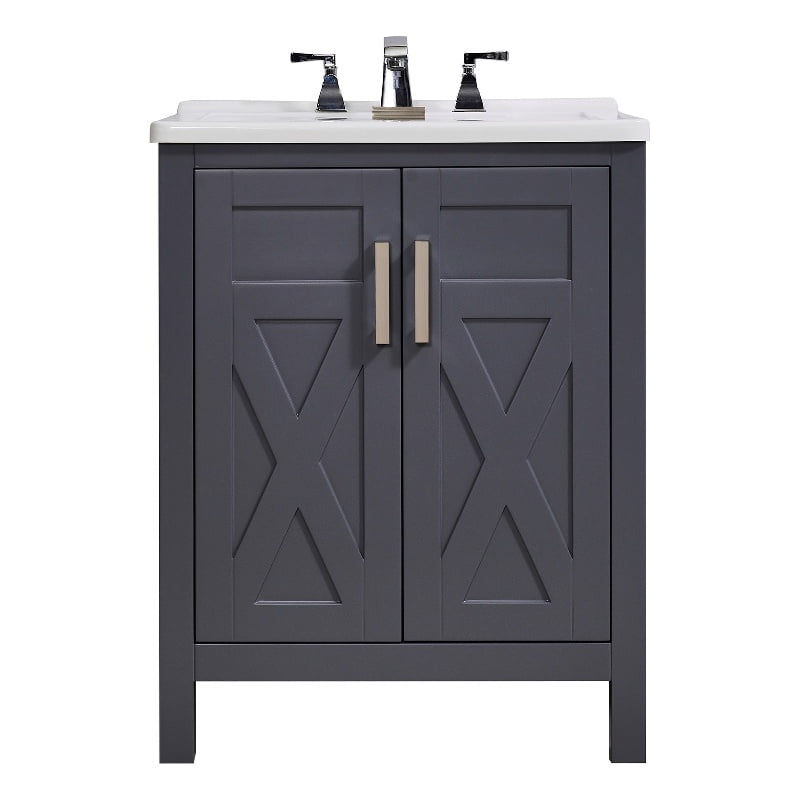 Stufurhome Hathaway 27 in. x 34 in. Grey Engineered Wood Laundry Sink