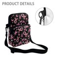 thumbnail image 5 of FUIALDOLG Pink Ribbon Crossbody Bag with Butterfly Floral Pattern, Polyester Zipper Shoulder Bag for Women Girls Outdoor Daily Use, 5 of 7