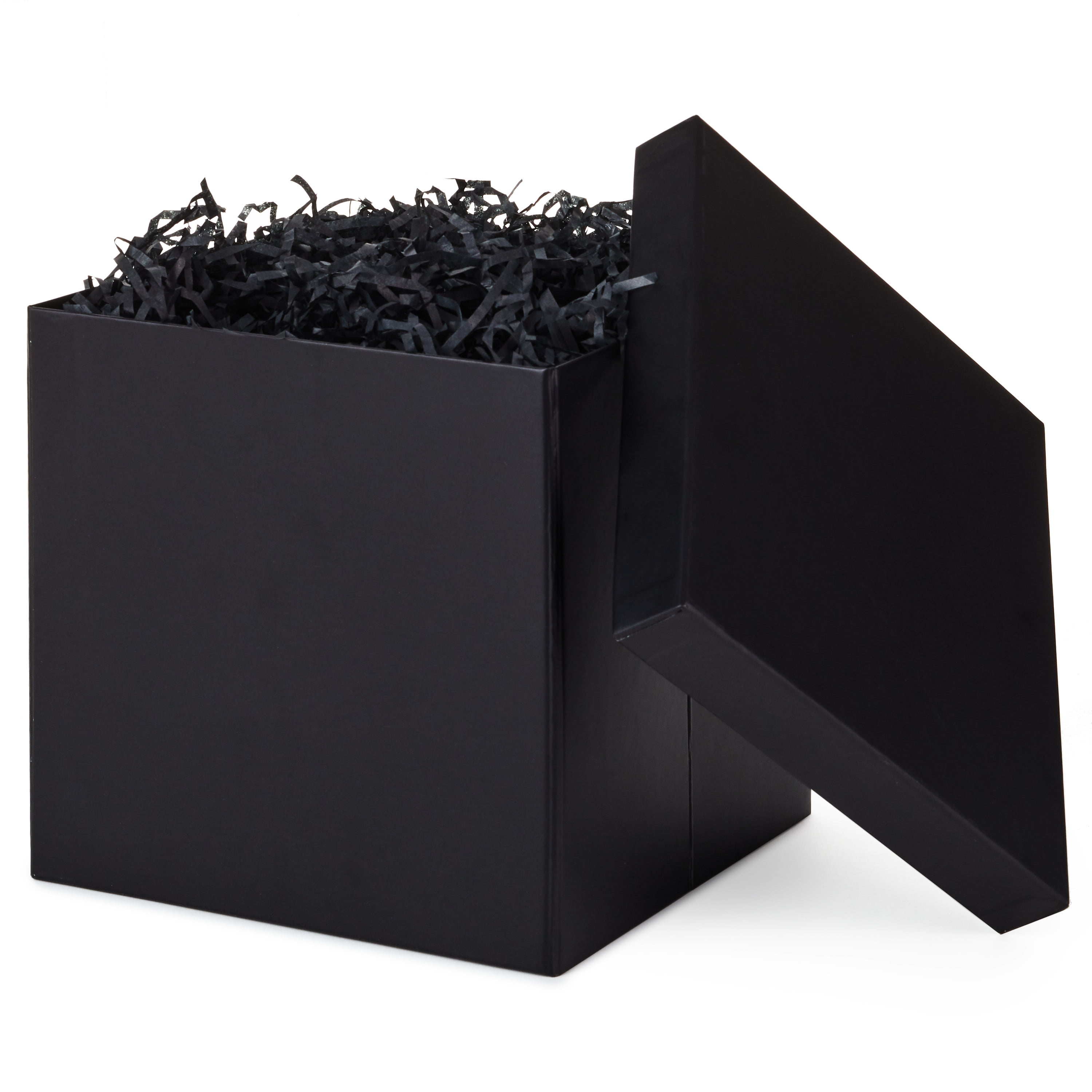 Hallmark with Lid Shredded Paper Fill All Occasion Black Paper Gift Box, 7.2" x 7.1"