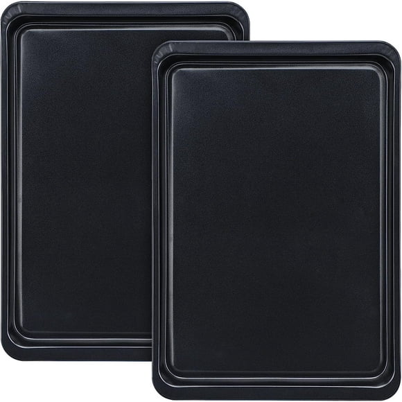 shiyou-Baking Sheet 10x14 Inch, 2 Pack Nonstick Carbon Steel Cookie Sheet Pan Oven Baking Pans Baking Tray Rimmed Baking Pan - Black