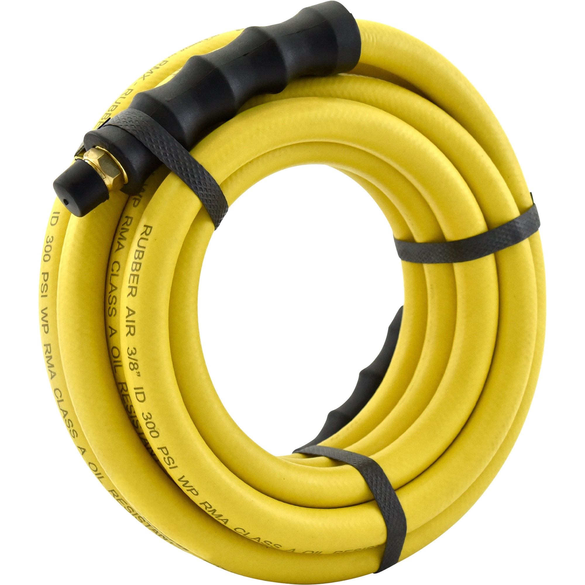 Klutch Oil-Resistant Rubber Air Hose with 3/8in.–1/4in. Reducer, 3/8in. x 50ft., 300 PSI
