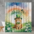 thumbnail image 2 of Happy St. Patrick’s Day Maine Coon with Green Hat Shamrocks Rainbow Shower Curtain Cat Lover Kitten Owner Gifts Waterproof Bathroom Bathtub Curtain - 03007, 2 of 5