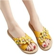 thumbnail image 4 of Fesfesfes Women's Slides Women's Summer Flip-flops Woven Flowers Color Flat Beach Sandals 7.5(40), 4 of 7
