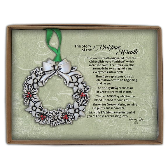 Ornament-Christmas Wreath W/Story Card & Gift Box