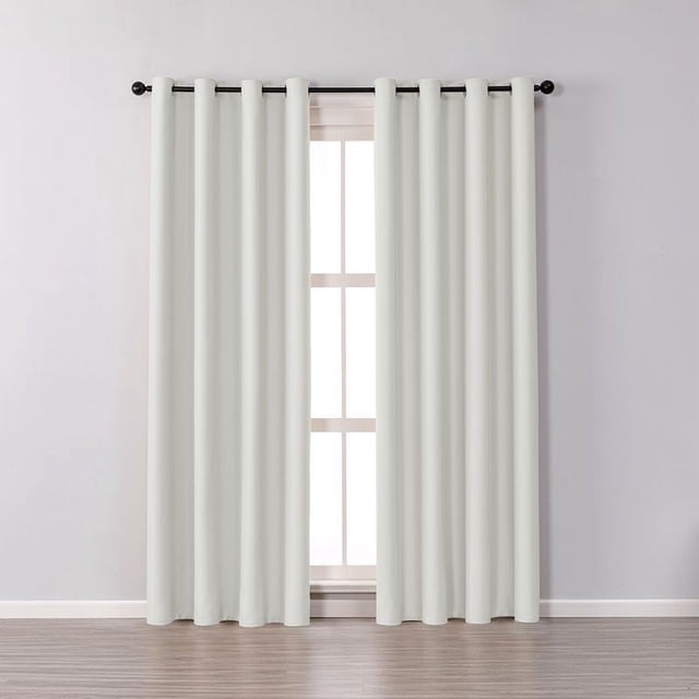 Cortina opaca para oscurecer la habitación, 52 x 84 pulgadas, color blanco, juego de 2, cortinas con ojales para ventana para sala de estar