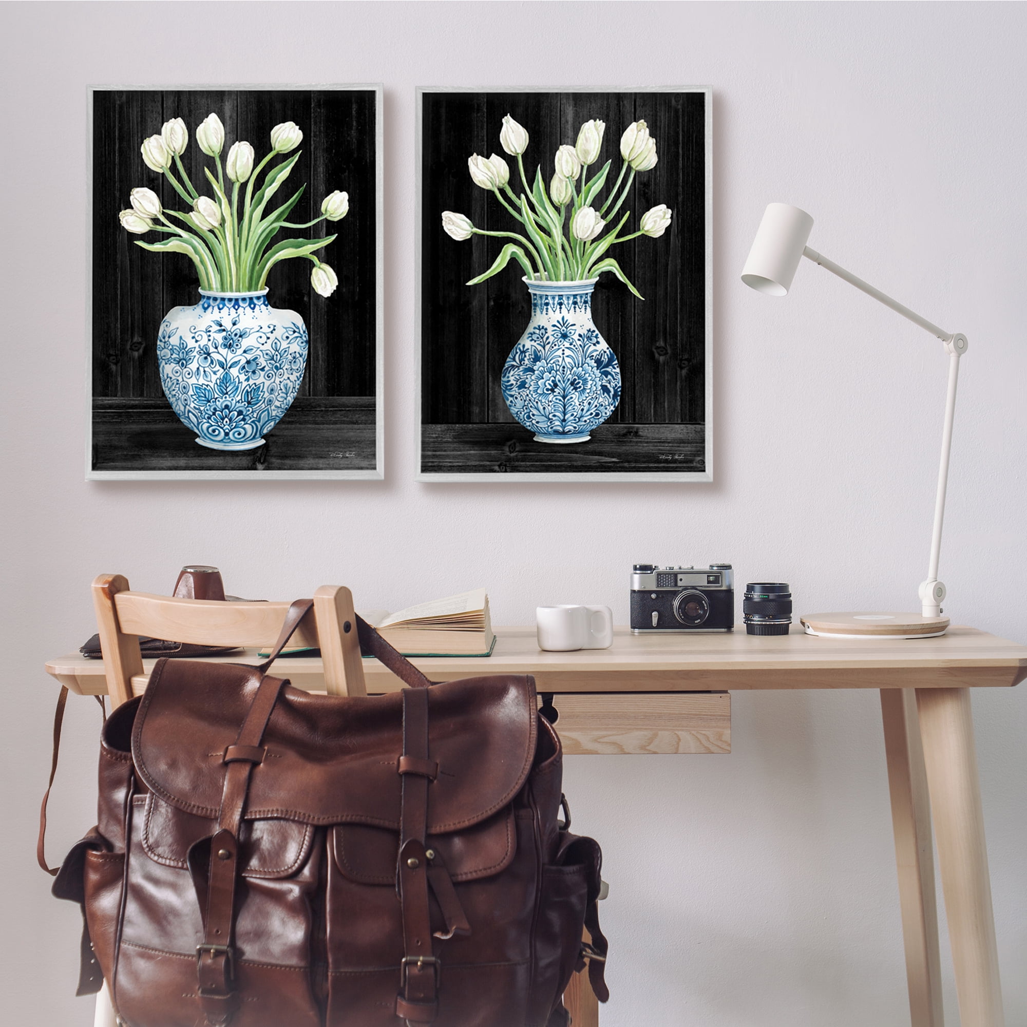 Stupell Industries White Tulips Chinese Ceramic Urn Patterned Porcelain,24 x 30, Design by Cindy Jacobs