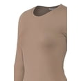 thumbnail image 4 of Bozzolo Women's RT1200 Basic Round Neck Long Sleeve T Shirt Top Cocoa L, 4 of 4