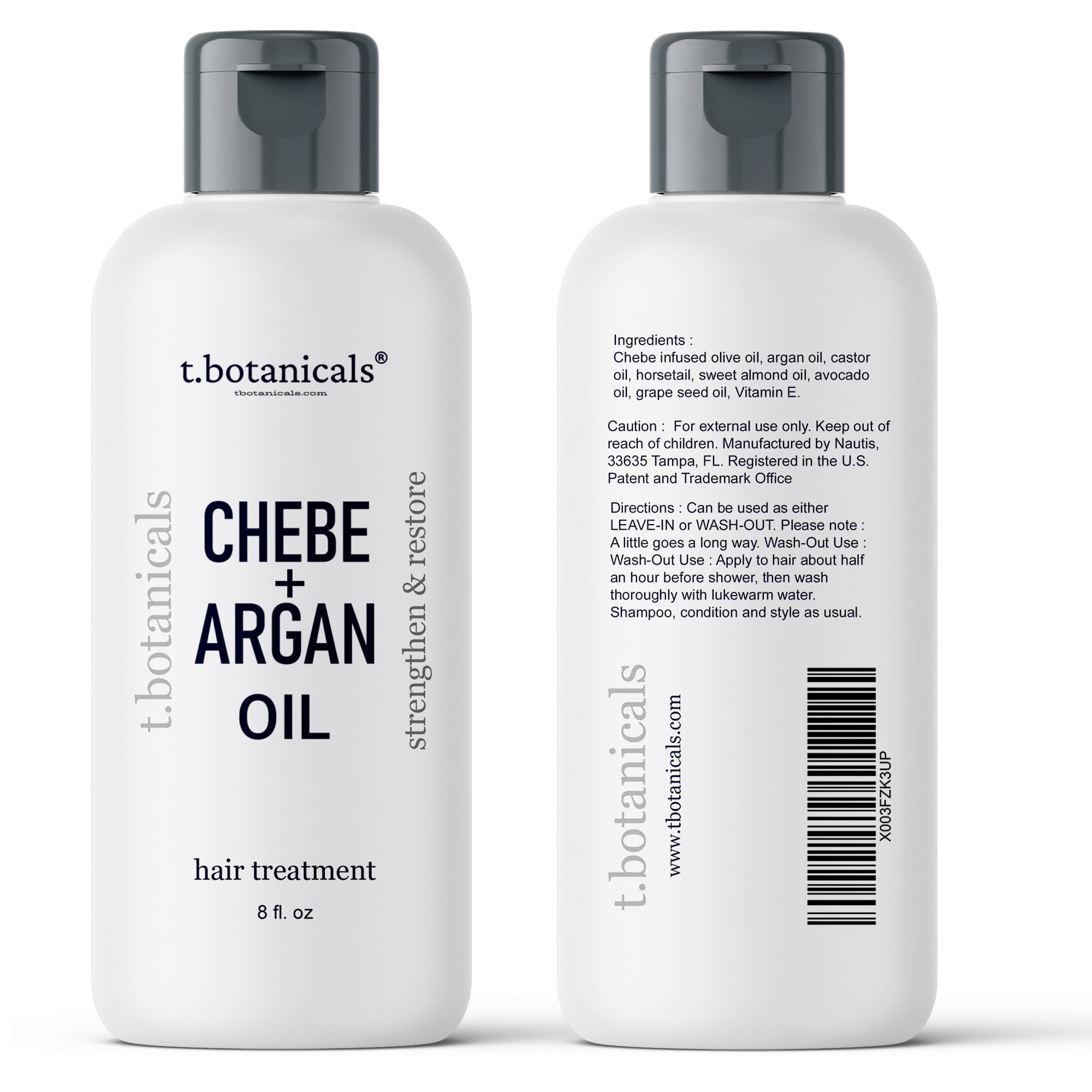 Chebe Oil for Hair Growth, 8 oz. Argan Oil Treatment Hair Thickening Reduce Breakage and Split Ends Prevents Hair Loss with Chebe Powder