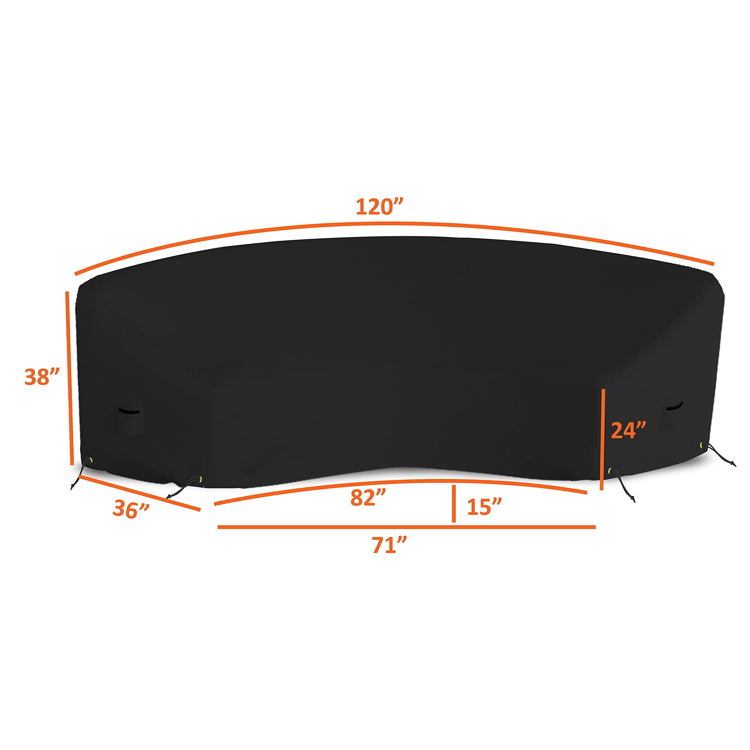 Covers&All Curved Outdoor Couch Cover, 1000D Waterproof, UV-Resistant Patio Furniture Cover