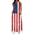 thumbnail image 2 of Robes de Collation des Grades pour Femmes 2023 Mode Femmes Décontractées Col en V Jour de l'Indépendance Imprimé Robes Été Sans Manches Robe Chandail Robes Décontractées pour Femmes en Liquidation, 2 of 4