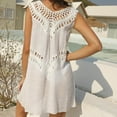 thumbnail image 6 of LYEAA Vacation Dresses for Women Beach Plus Size V Neck Sleeveless Flowy Crochet Elegant Midi Dresses Solid Casual Dressy Loose Cut Out Pullover Dresses Comfort Dresses White XL, 6 of 6