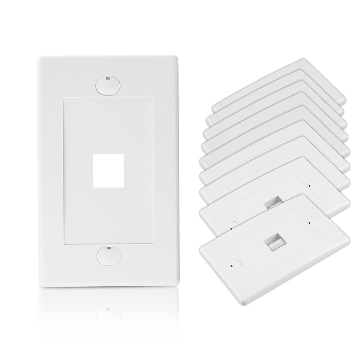 [UL Listed] Cable Matters 10Pack 1 Port Keystone Wall Plate (Cat6