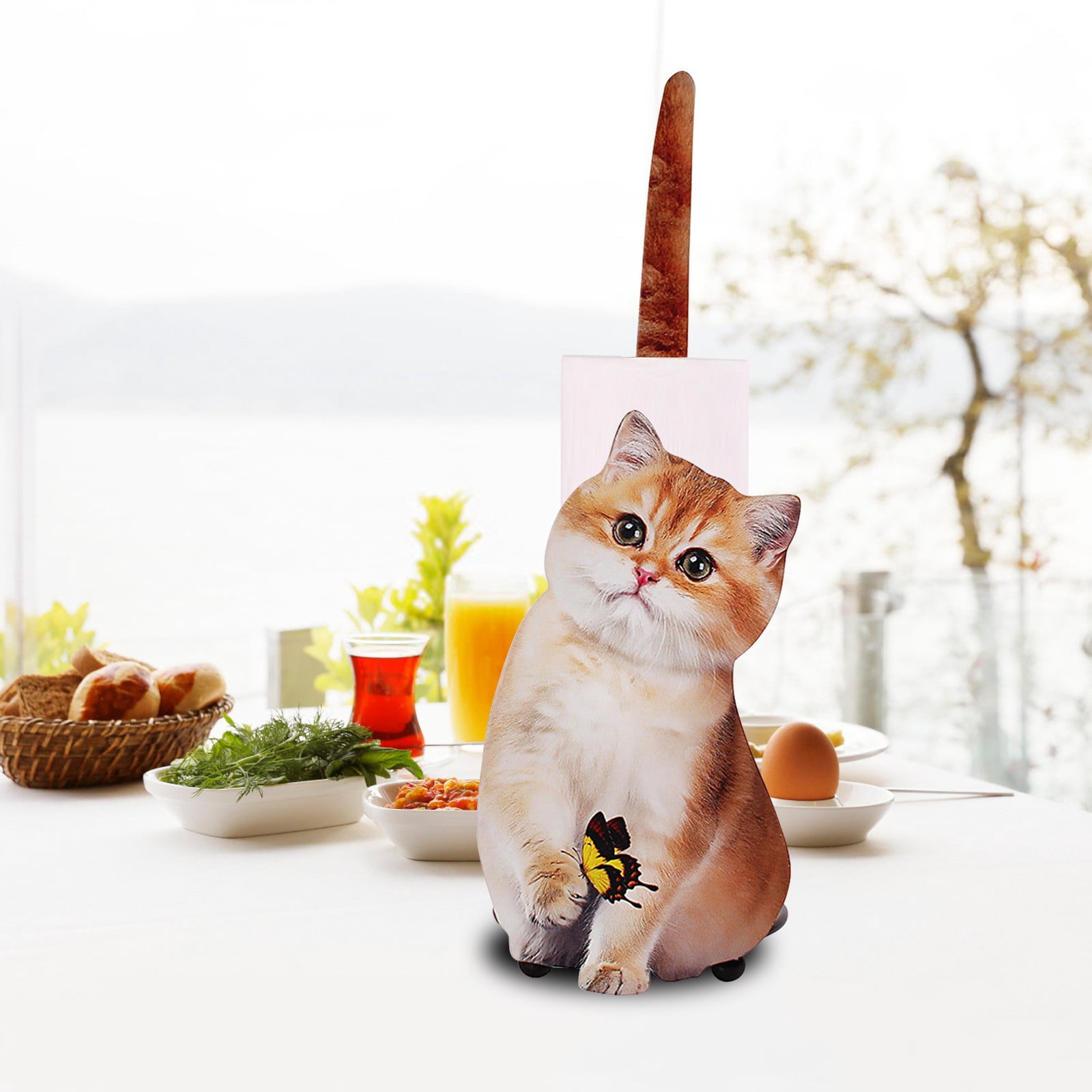 Cat Shape Paper Towel Holder Super Cute Cat Themed for Decorate Your Workspace, Cat Design Paper Towel Holder Stand for Kitchen Toilet Modern Countertop