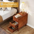 thumbnail image 5 of Tribesigns Solid Wood End Table, Fully Assembled Narrow Side Table with 3 Deep Drawers, Slim Nightstand Bedside Tables for Living Room, Bedroom, Small Spaces,No Assembly Required, Brown, 5 of 8
