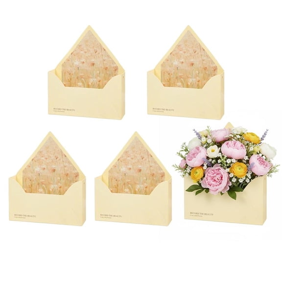 Set of 5 Elegant Florist Bouquet Envelope Boxes, Assorted Floral Style Flower Packaging Gift Boxes for Wedding, Valentine's Day, Mother's Day (Boxes Only)