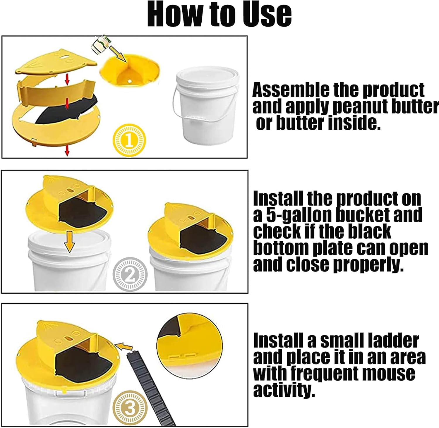 Mouse Rat Trap Bucket,5 Gallon Mouse Rat Traps Indoor for Home,Reusable Bucket Lid Rat Traps Indoor Outdoor,Mouse Catching Tool