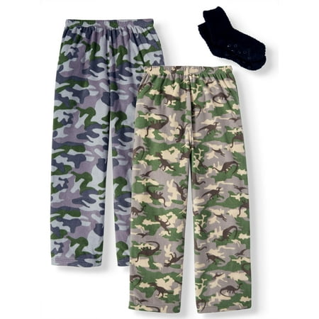 Mad Dog Micro Fleece Pajama Sleep Pants, 2-Pack with Slipper Sock GWP (Little Boys and Big Boys)