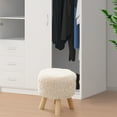 thumbnail image 4 of Costway Tabouret Rond Ottoman en Fausse Fourrure avec Siège Rembourré Blanc, 4 of 9