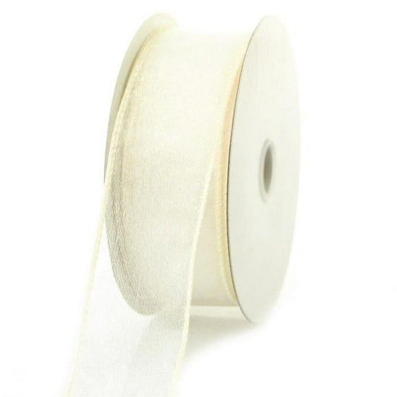 Sheer Chiffon Ribbon Wired Edge, 1-1/2-inch, 25-yard, Ivory