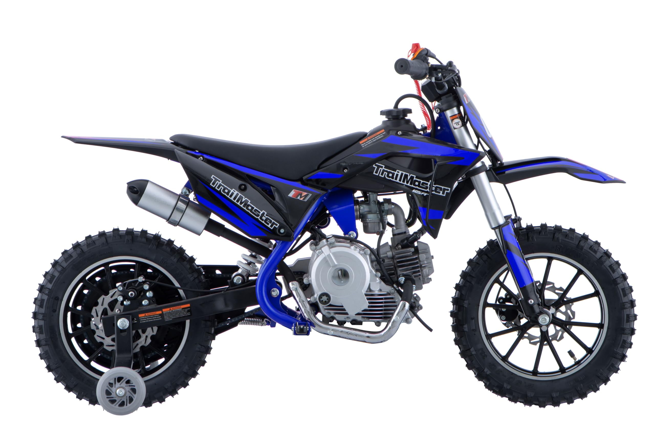 Trailmaster TM-06 Dirt Bike with CVT Transmission, Electric Start, Disc Brake! 10" Wheels! with Free Training Wheels! (Blue)