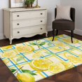 thumbnail image 3 of Watercolor Lemons Area Rugs 2.7'x5', Washable Small Throw Rugs for Kitchen Bedroom, Summer Blue Yellow Checkered Geo Indoor Outdoor Rug Non-Slip Low Pile Carpet Runner Reversible Floor Mats, 3 of 8