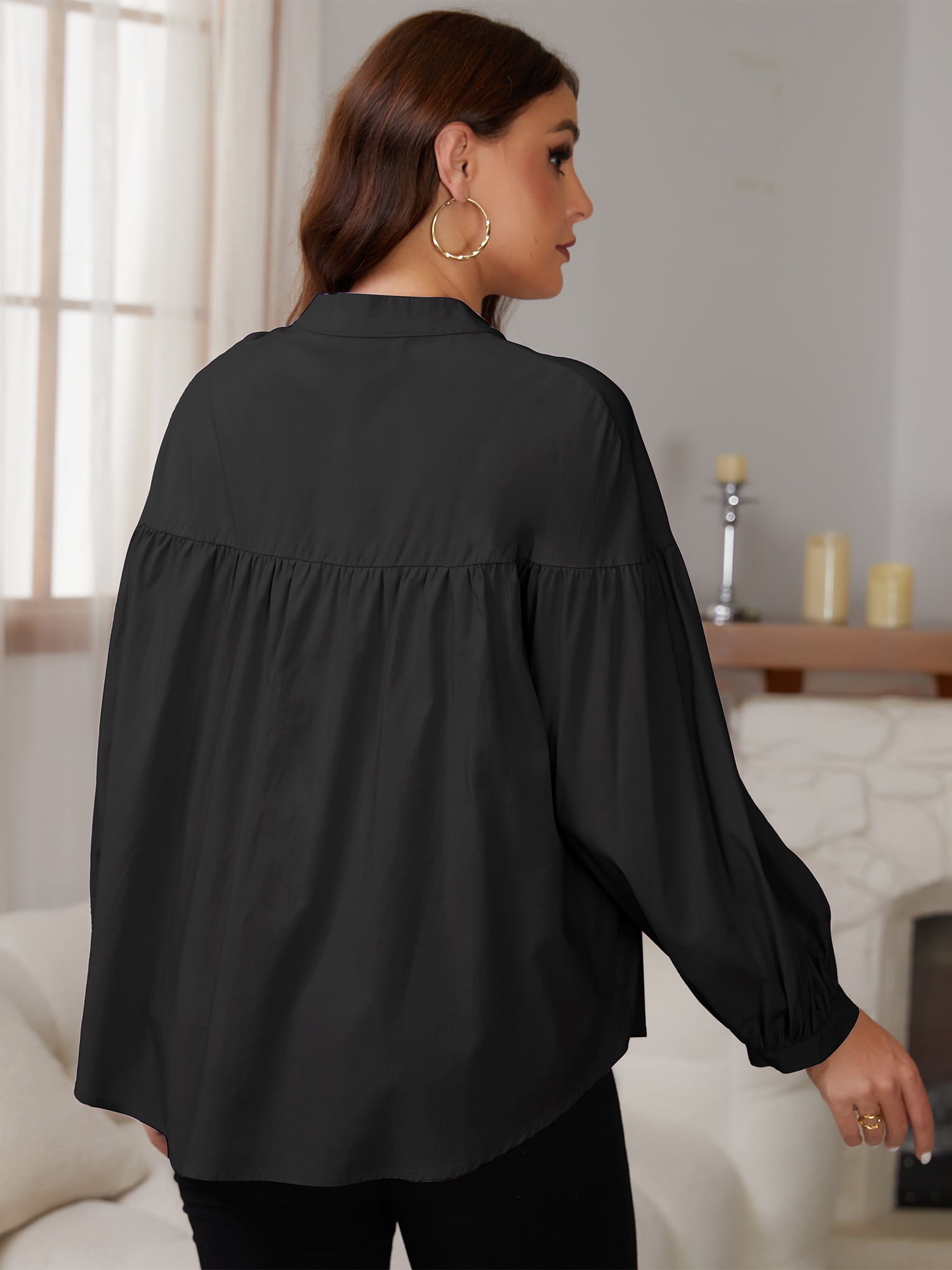 DARING DIVA Women's Maternity Nursing Button Down Business Pleated Tops M Black