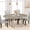 Gray, variant on 47''-63'' Expandable Round Dining Table for 4-6 People, Farmhouse Space Saving Oval Kitchen Table with Built-in Leaf Storage