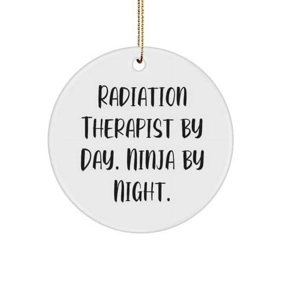 Funny Radiation Therapist Gifts, Radiation Therapist by Day. Ninja by Night., Sarcasm Circle Ornament for Coworkers from Colleagues