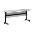 thumbnail image 2 of Flash Furniture Commercial Grade 60" x 24" Heavy-Duty Nesting Flip Training Table with T-Legs, Modesty Panel, 1" Thick Gray Tabletop, and Black Steel Frame, 2 of 17