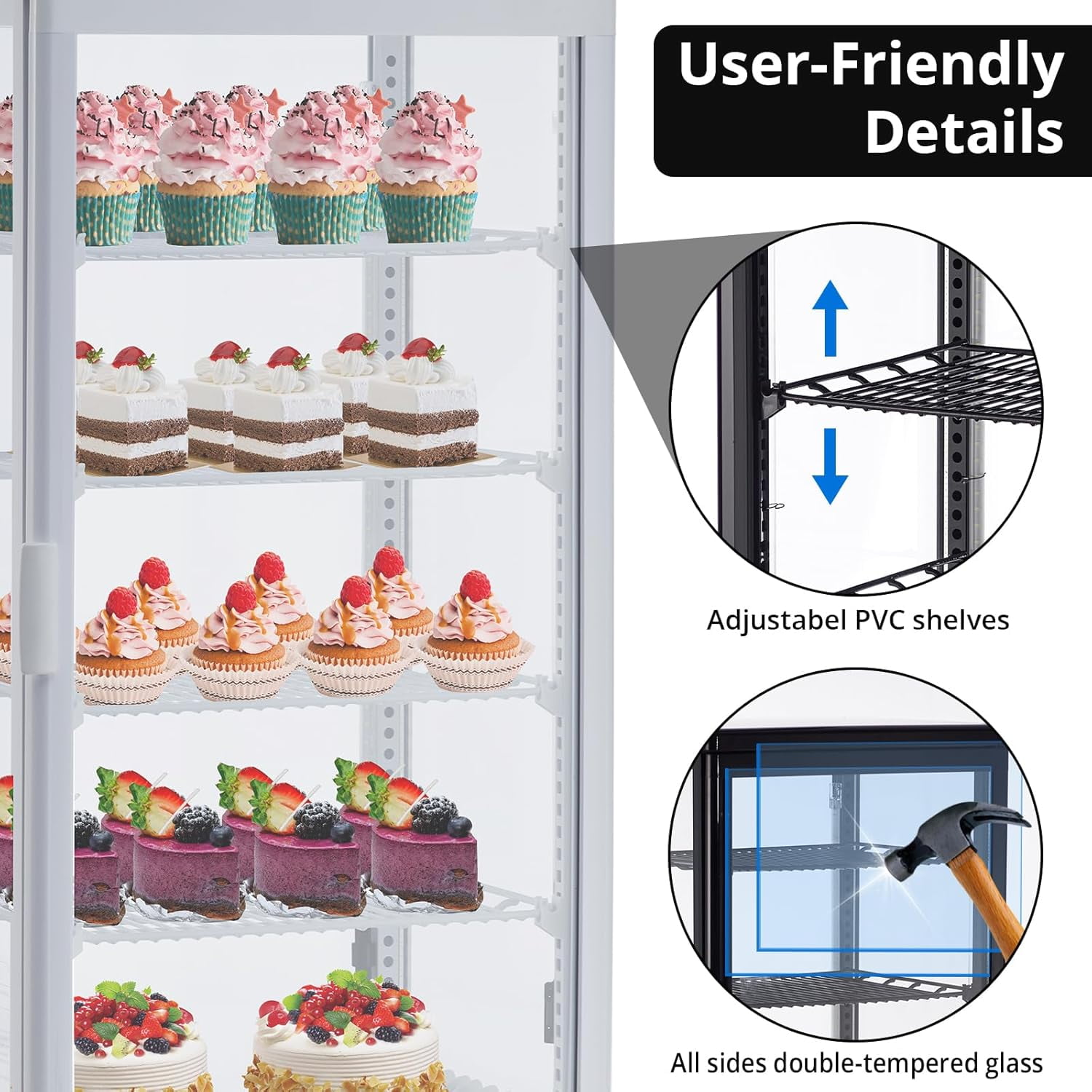 Accreate Commercial Display Refrigerator, 3.46 Cu.Ft. Glass Door, Upright Beverage Merchandiser, White