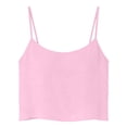 thumbnail image 5 of Huowey Women Cami Solid Color Spaghetti Strap Scoop Neck Loose Fit Crop Top Camisole Summer Sleeveless Tank Top Casual Blouse Lightweight Basic Beach Vacation Shirt,Pink,XL, 5 of 5