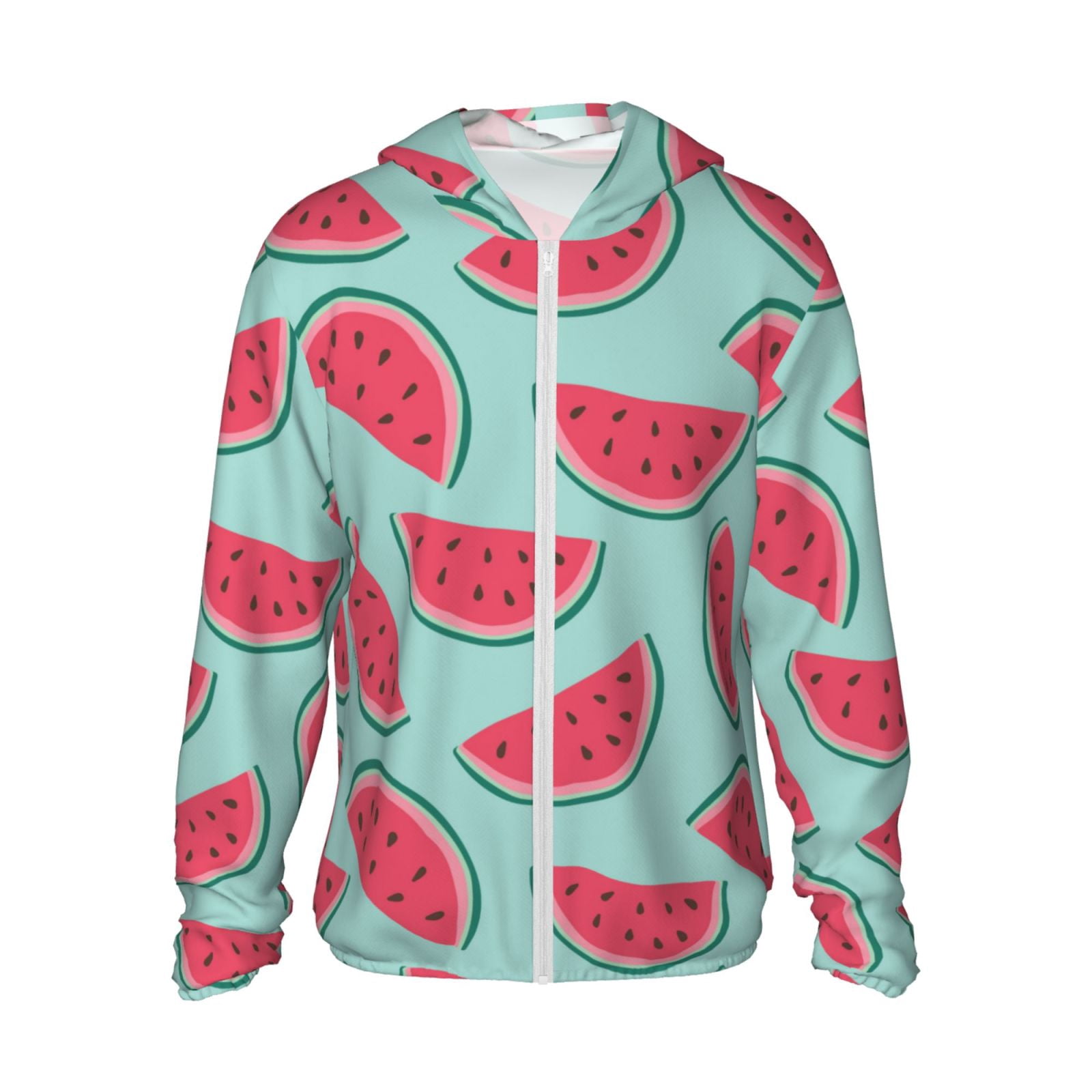 Lsque Watermelon Pattern UPF 50+ Lightweight Sun Protection Men's Women's Long Sleeve Shirt, Hoodie Performance -Small
