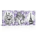 thumbnail image 2 of Apicoture 3pcs 12x16 inch Framed Vintage Canvas Wall Art Home Wall Decor Purple Landscape Paris Eiffel Tower for Bedroom Lovers Girls Paris Theme Modern Home Art Ready to Hang, 2 of 4
