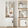 thumbnail image 2 of 77" Freestanding Entryway Hall Tree with Shoe Storage, Space-Saving Coat Rack Featuring 5 Hooks, 2 Open Cubbies and Shoe Cabinet for Hallway, Living Room and Mudroom, 2 of 6
