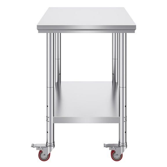 Dranite 36x24" Stainless Steel Work Table - 4 Wheel Commercial Food Prep Worktable