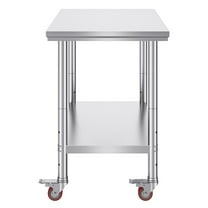 Dranite 36x24" Stainless Steel Work Table - 4 Wheel Commercial Food Prep Worktable
