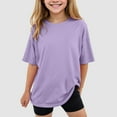 thumbnail image 2 of Zanarzt Girls Short Sleeve Cotton Shirt Girls' Short Sleeve Shirts Kids Crewneck T Shirts Summer Tops Basic Tees Purple,4-5 Years, 2 of 4