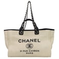 thumbnail image 2 of Pre-Owned CHANEL Deauville GM chain tote bag in navy and white. Women's...., 2 of 13