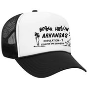 Booger Hollow Retro Trucker Hat - Vintage Hat - Foam White and Black Mesh