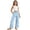 Blue, variant on Teen Girls Wide Leg Pants Uniform Dress Pants Cotton Linen Casual Pants For Kids With Stretchy Waistband Pants With Pockets Mint Green 14-15 Years