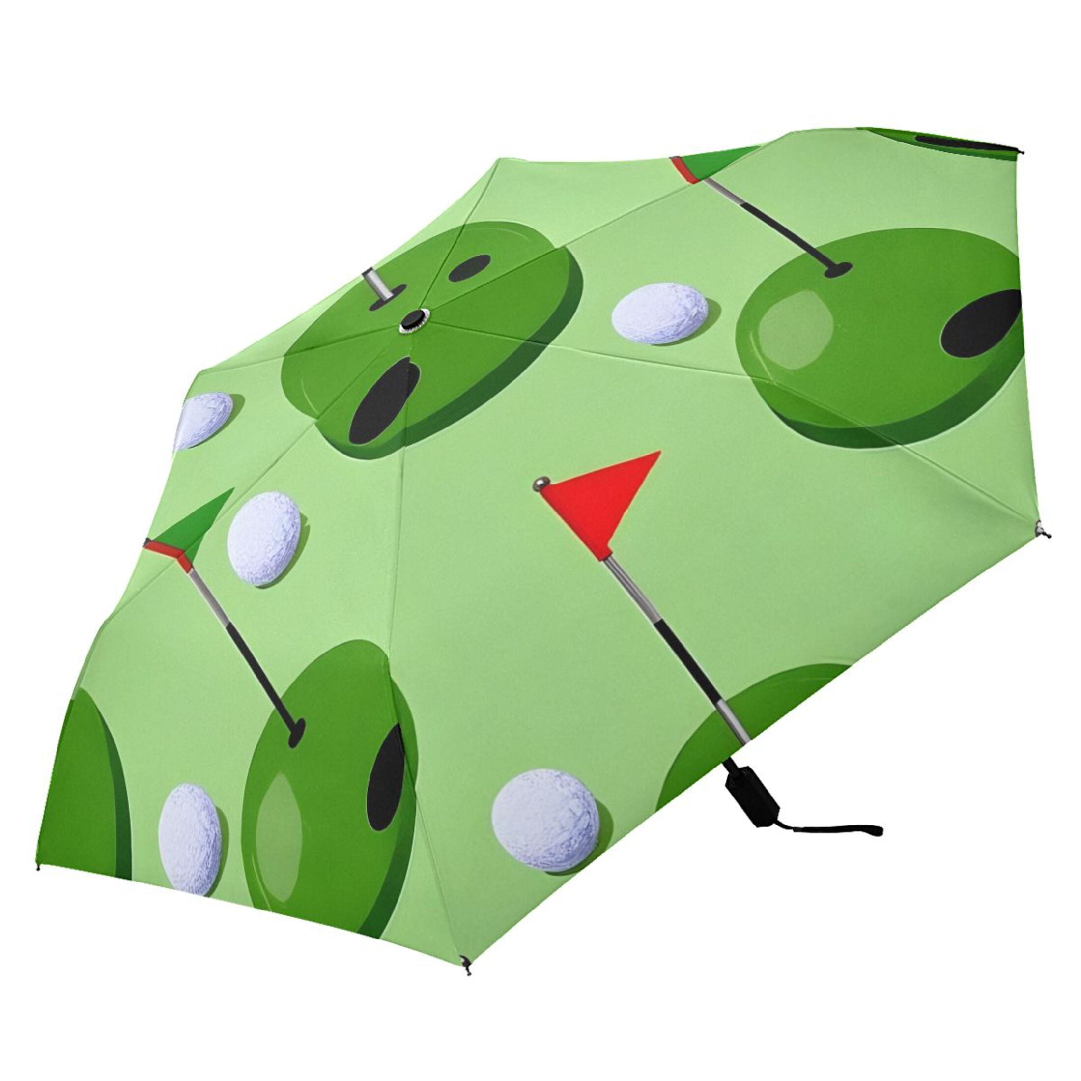 ALAZA Golf Ball and Flag UPF 50+ Compact Folding Umbrella for Rain Travel Umbrella Packable