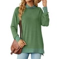 thumbnail image 1 of Hanerdun Women Pullover Blouse Female High Collar Long Sleeve Top Green S, 1 of 5