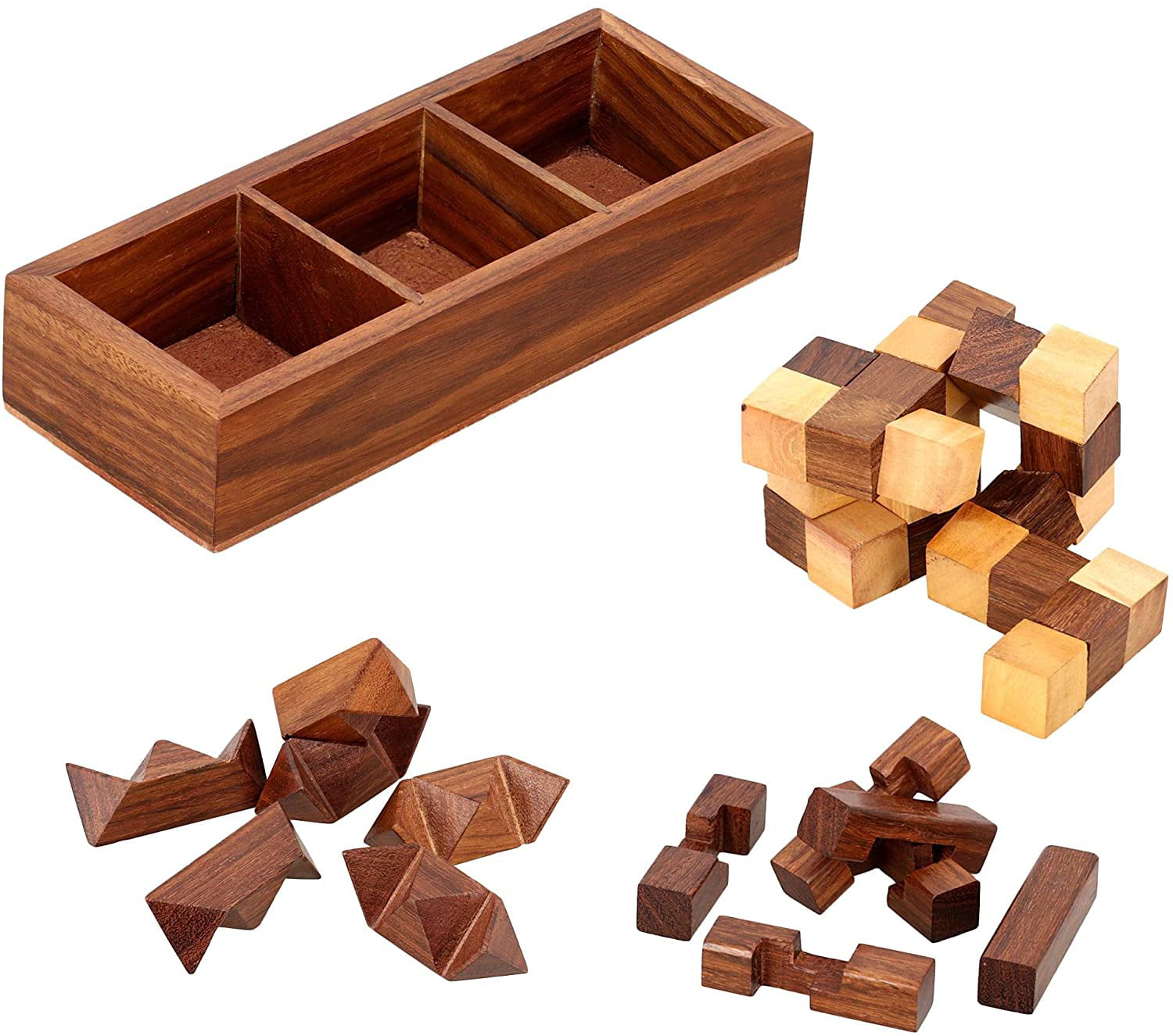 Ajuny 4 in One Wooden Puzzle Games Set 3D Puzzles For Teens And Adults Gifts 