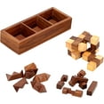 thumbnail image 3 of Ajuny 3 in One Wooden 3D Puzzles Games Set Board Brain Teaser Game Gifts Item, 3 of 3