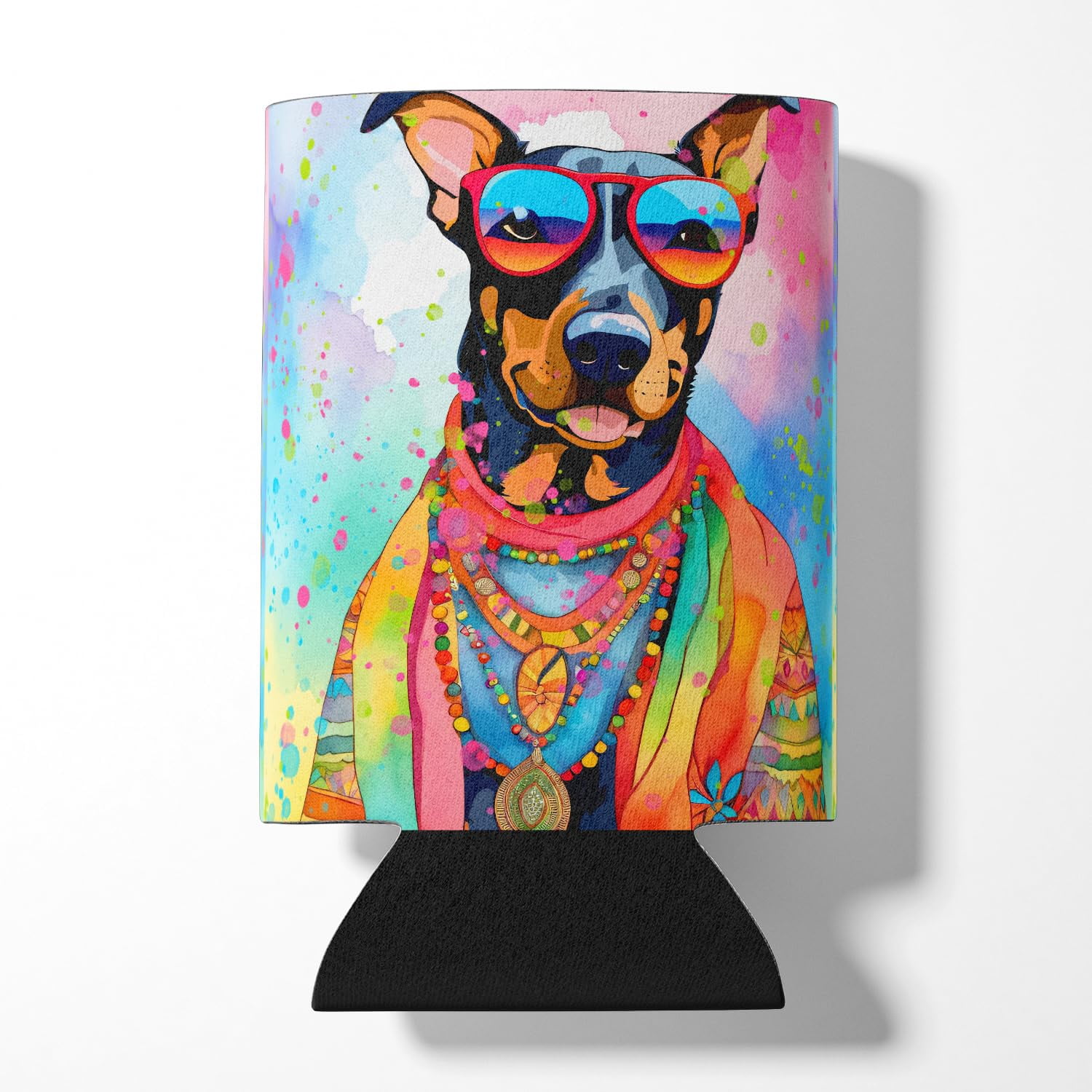 Golden Retriever Hippie Dawg Can or Bottle Hugger 3 in x 5 in
